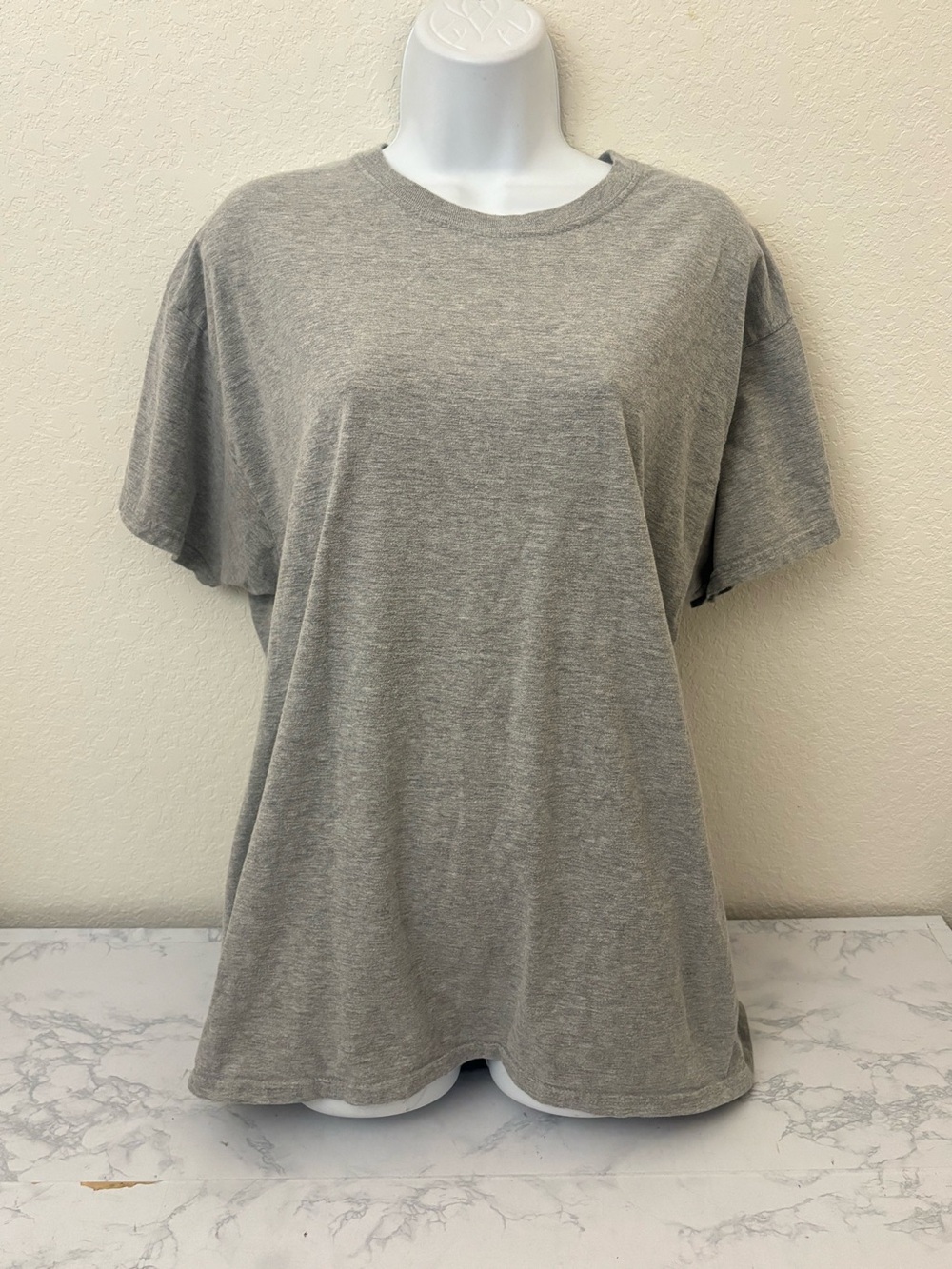 Vintage 90s Hanes Her Way Blank T-Shirt BOXY 2XL Gray Short Sleeve Tee USA